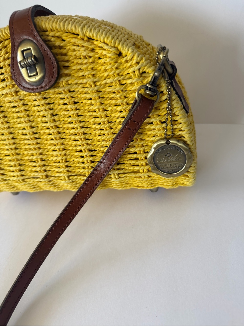 Patricia Nash Wicker Bonelle Dome Crossbody bag Yellow - Picture 2 of 12